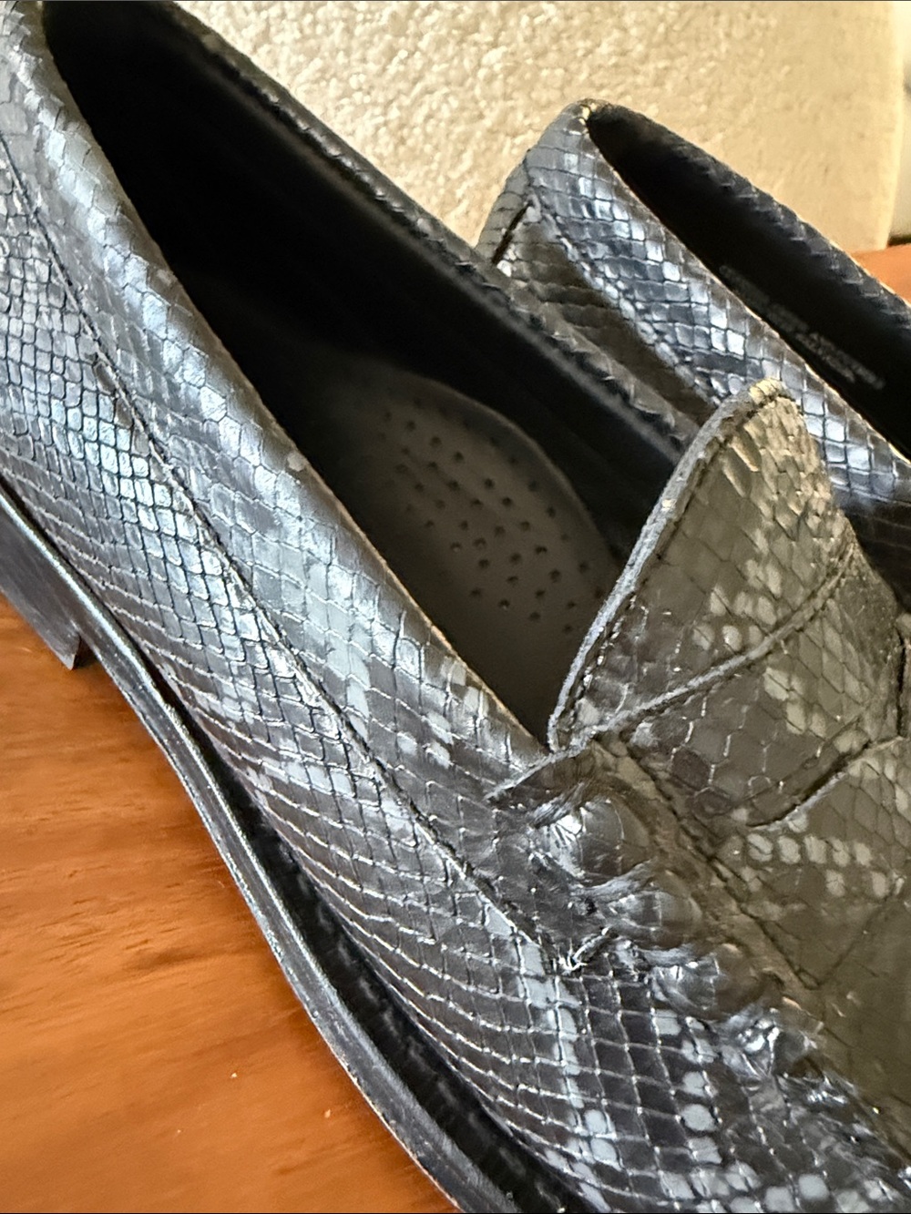 Weejuns Dark Gray Snake-Embossed Leather Penny Loafers - Picture 7 of 7